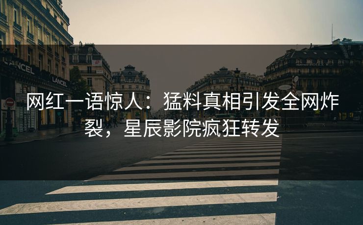网红一语惊人：猛料真相引发全网炸裂，星辰影院疯狂转发