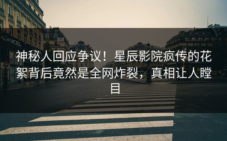 神秘人回应争议！星辰影院疯传的花絮背后竟然是全网炸裂，真相让人瞠目