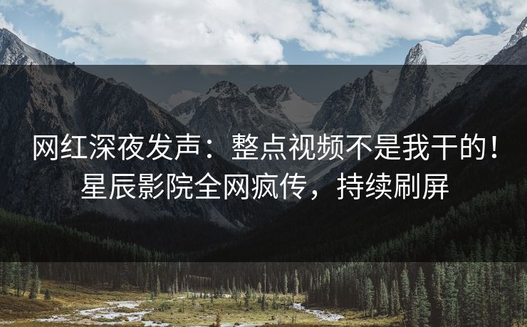 网红深夜发声：整点视频不是我干的！星辰影院全网疯传，持续刷屏