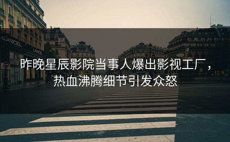 昨晚星辰影院当事人爆出影视工厂，热血沸腾细节引发众怒